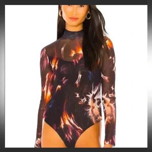 ELIA FLAMES MOCK NECK BODYSUIT IN BLACK